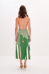 Vita Wrap Skirt - Green Stripe Combo
