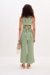 Loch Sleeveless Poplin Button Up - Gummy Green/Ecru