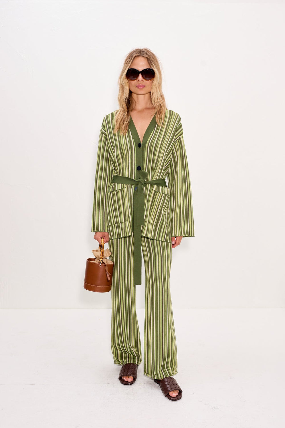 Max Belted Knit Cardigan - Landscape Multi Stripe