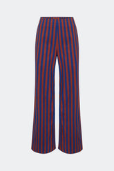 Pia Poplin Pant - Navy/Henna Stripe