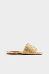 Metallic Raffia Salerno Slide - GOLD/NATURAL