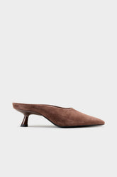 Suede Pointed Gala Mule - CHOCOLATE