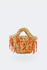 Beaded Shelly Bag - Natural/Orange