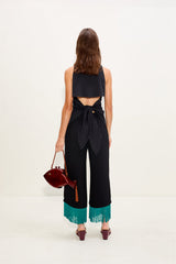 Nella Fringe Pant - Black/Teal
