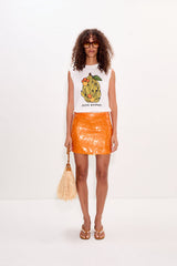 Dizzy Sequin Skirt - Tangerine Orange