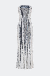 Sculpty Strapless Sequin Dress - SATELLITE SILVER