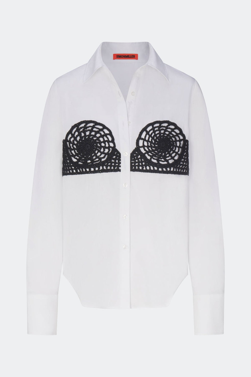 Maren Poplin Crochet Button Up - Macadamia
