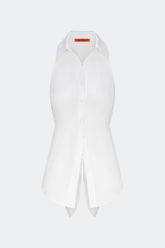 Loch Sleeveless Poplin Button Up - MACADAMIA