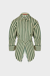 Loch Striped Poplin Button Up - GUMMY GREEN/ECRU