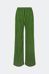Pia Striped Poplin Pant - GUMMY-GREEN