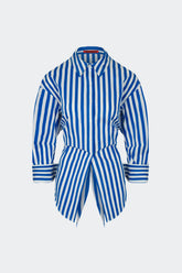Loch Striped Poplin Button Up - BLUE STRIPE