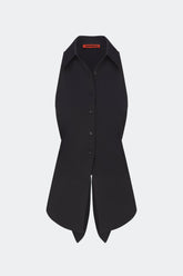 Loch Sleeveless Poplin Button Up - BLACK