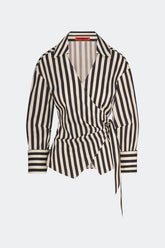 Anya Poplin Wrap Top - Black/White Stripe