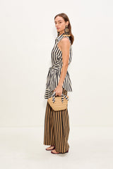 Inna Sleeveless Poplin Top - Black/White Stripe