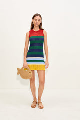 Yvonne Knit Mini Dress - Brick Stripe Combo