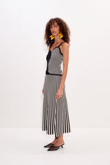 Clancy Knit Maxi Skirt - Black/White Stripe
