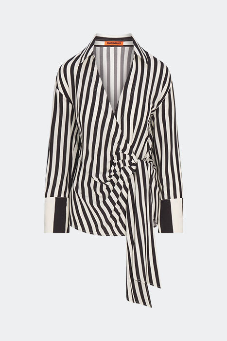 Vietta Crepe Top - Black/White Stripe