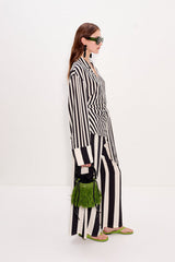 Nella Wide Leg Pant - Black/White Stripe