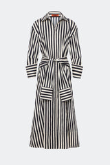 Inna Poplin Maxi Dress - Black/White Stripe