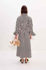 Inna Poplin Maxi Dress - Black/White Stripe