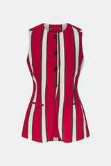 Del Mar Linen Vest - Venetian Red Stripe