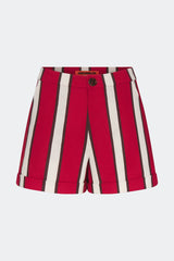 Como Linen Shorts - Venetian Red Stripe