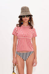 Kini Striped Tee - Venetian Red Stripe