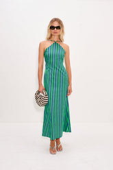 Kit Poplin Dress - Navy/Grass Green