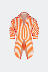 Loch Poplin Button Up - CORAL CABANA STRIPE