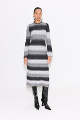 Axon Knit Dress - BLACK/MACADAMIA MULTI
