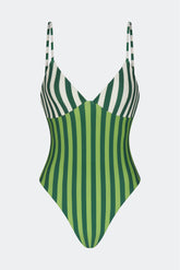 Behati One Piece - Green Stripe Combo