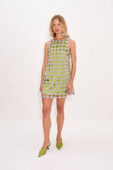 Sina Crochet Mini Dress - Moss/Satellite Silver