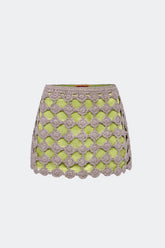 Zera Crochet Mini Skirt - Moss/Satellite Silver