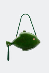 Carved Wooden Fish Clutch - Gummy Green