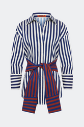 Inna Poplin Top - Navy Stripe Multi