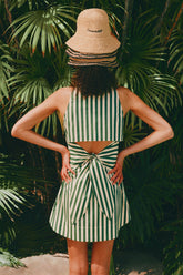 Loch Sleeveless Mini Dress - GUMMY GREEN/ECRU