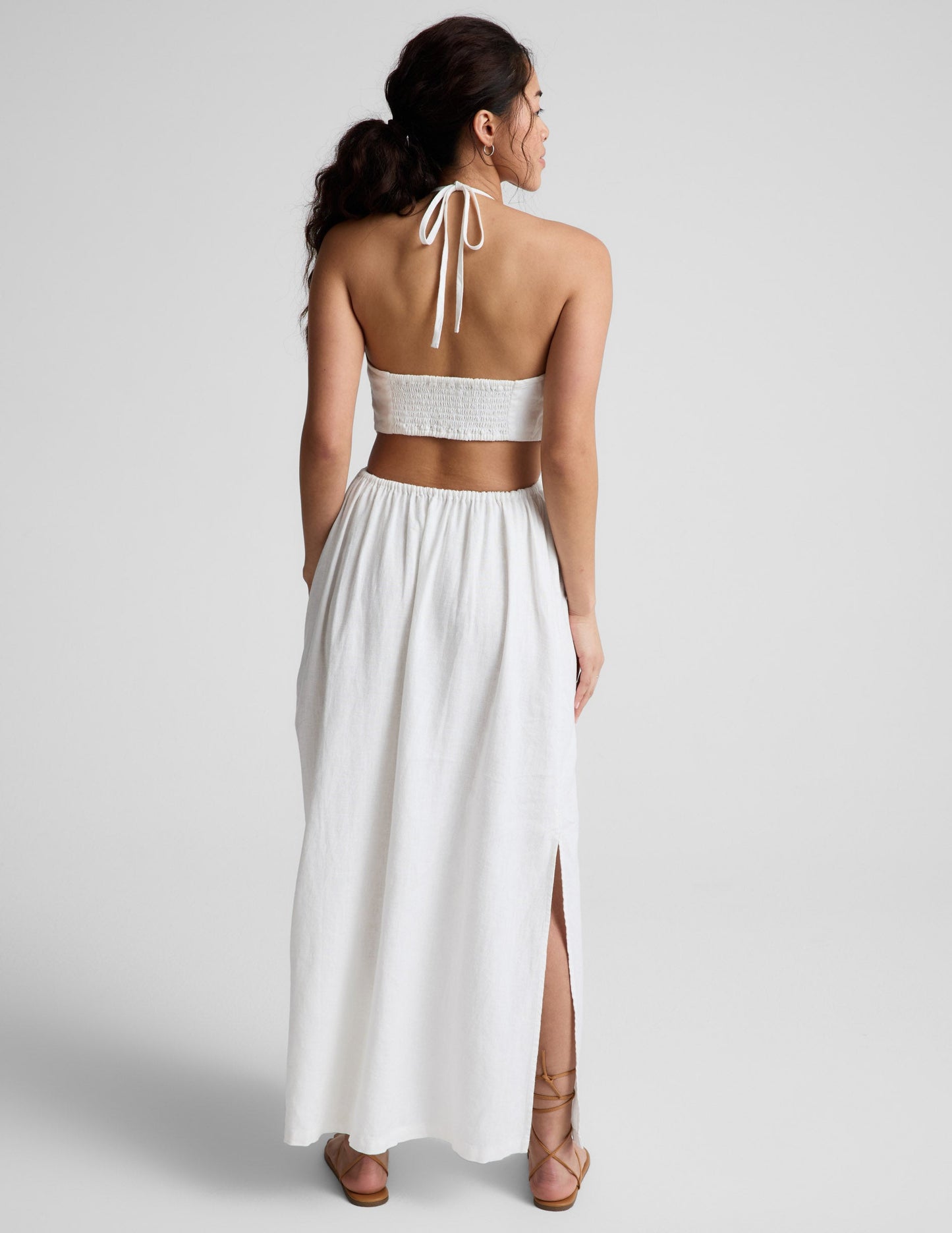 Beyond Yoga SoftWash Linen Halter Dress
