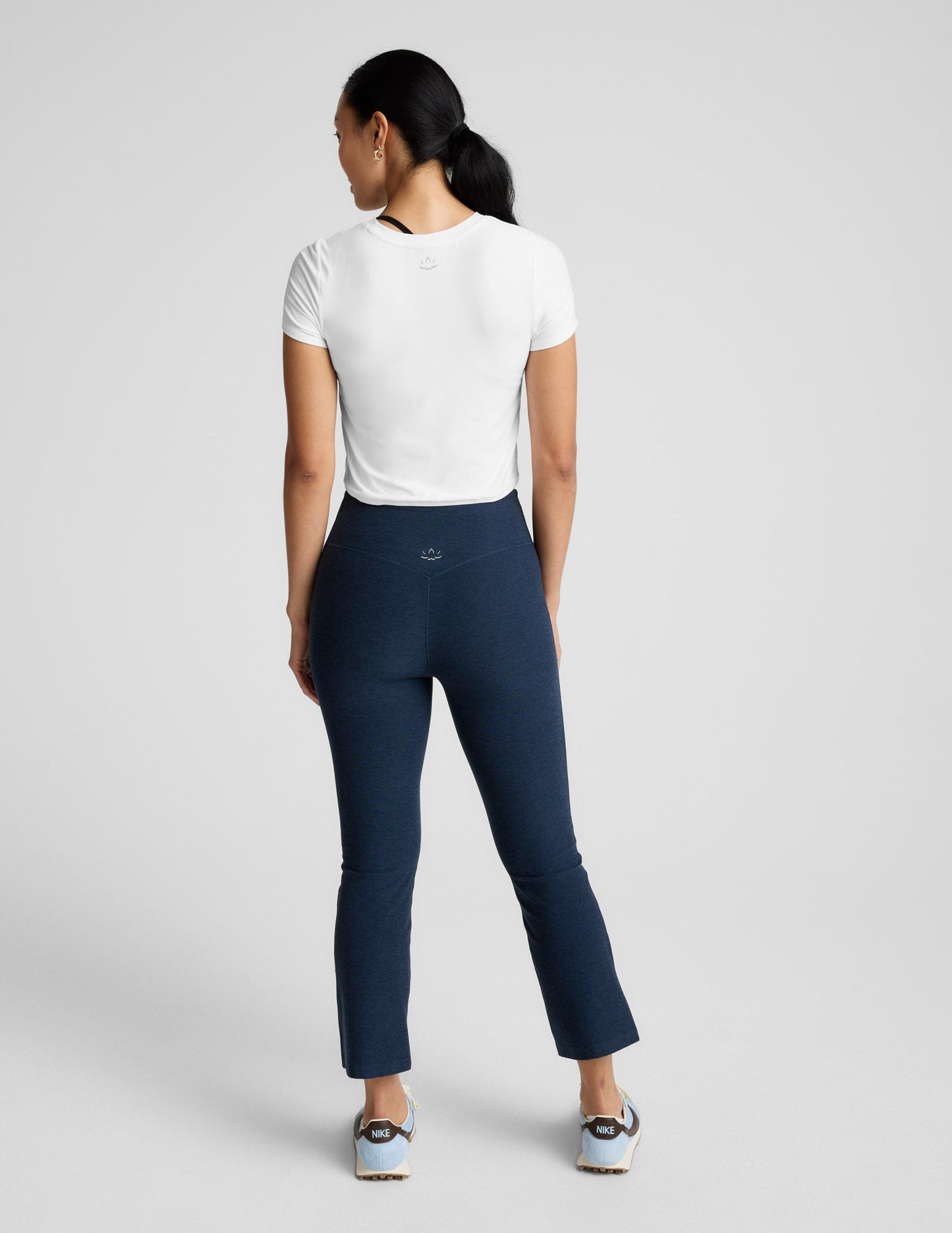 Beyond Yoga High Waisted Pintuck Kick Flare Spacedye Pants - Navy
