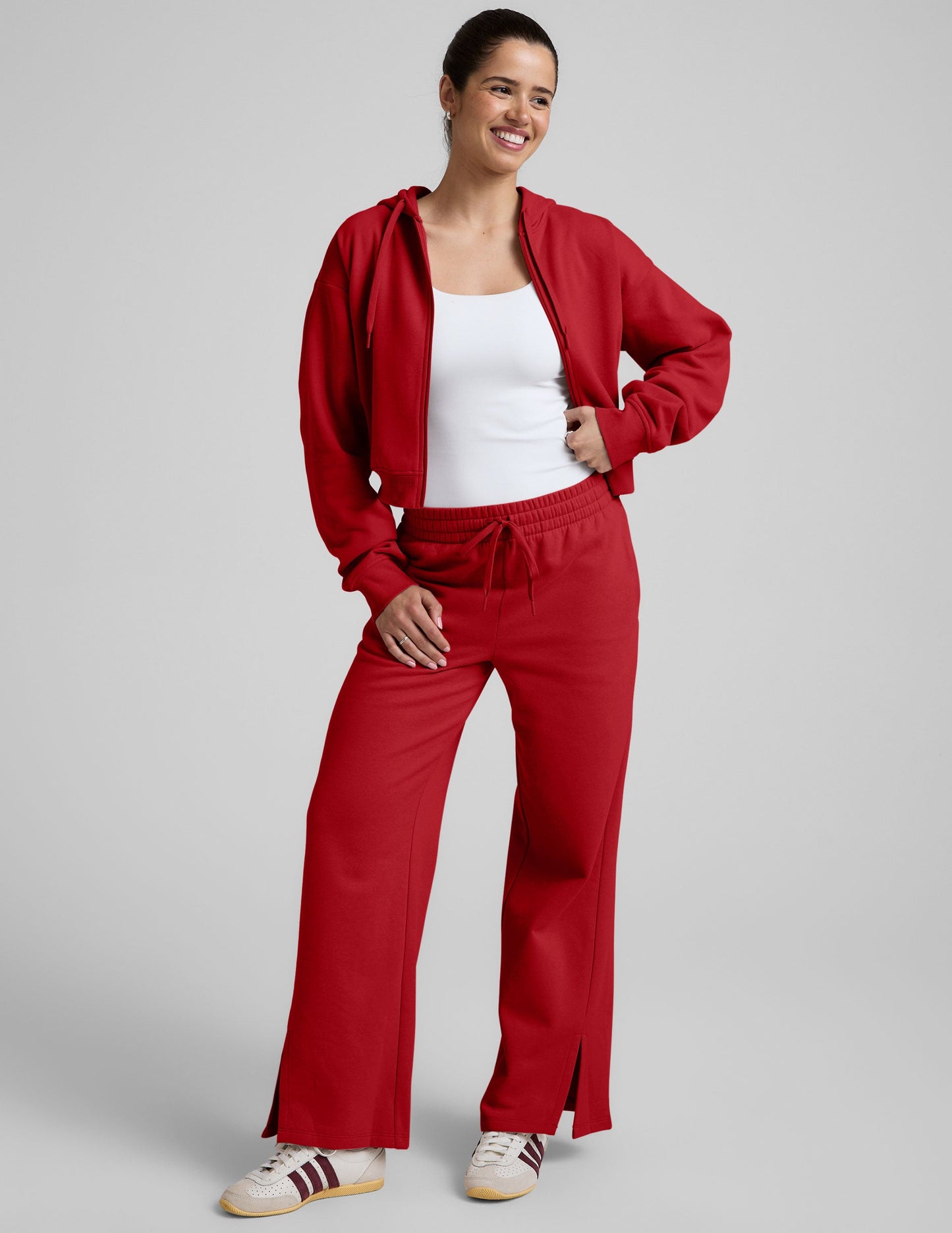 Beyond Yoga Wide Leg Slit LuxeFleece Sweat Pants - Holly Red