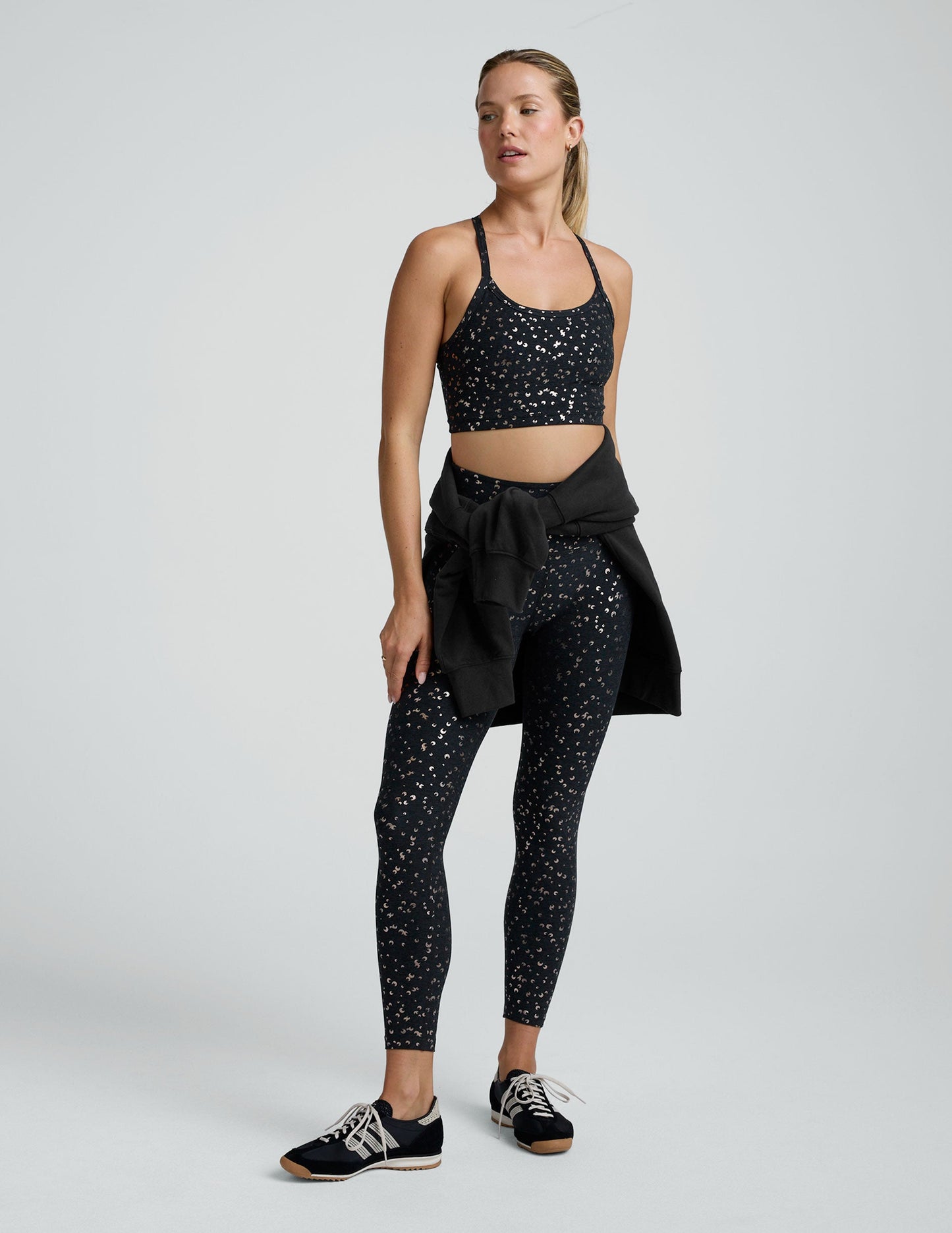 Beyond Yoga Black Gold Mini Moons SoftShine Slim Racerback High Cropped Tank