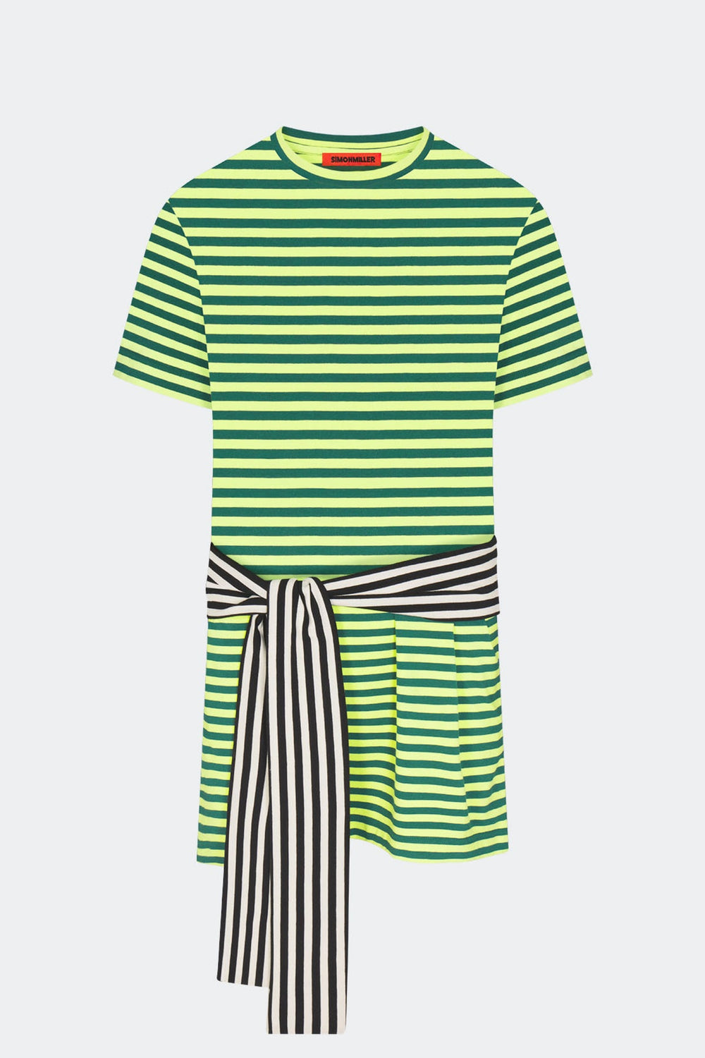 Lottie T-Shirt Dress - Lime Stripe Combo