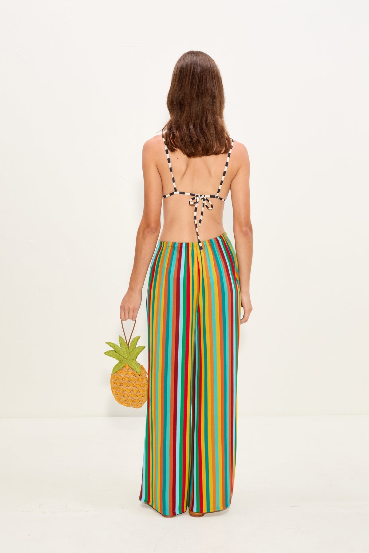 Nella Crepe Wide Leg Pant - Vibrant Multi Stripe