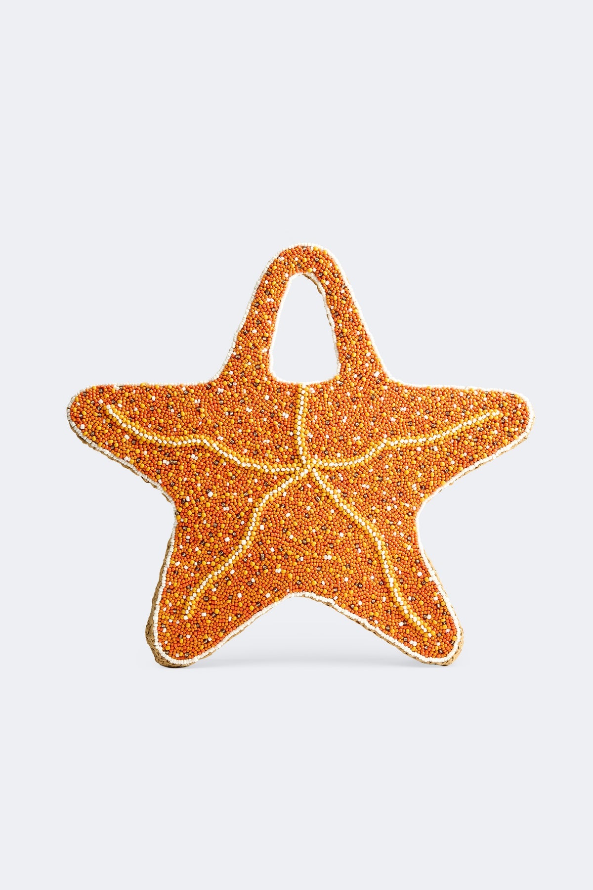 Beaded Starfish Bag - Orange/Natural