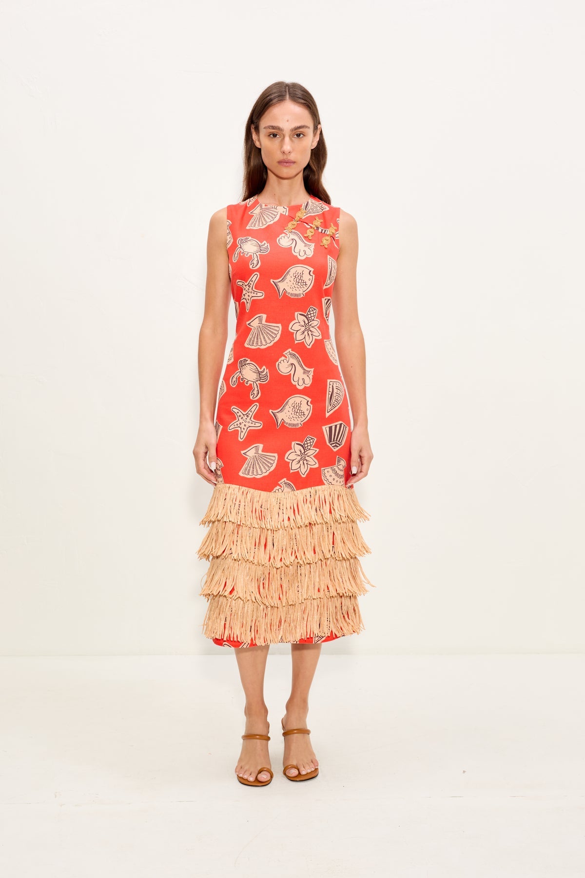Jooni Linen Dress - Playful Sea Print