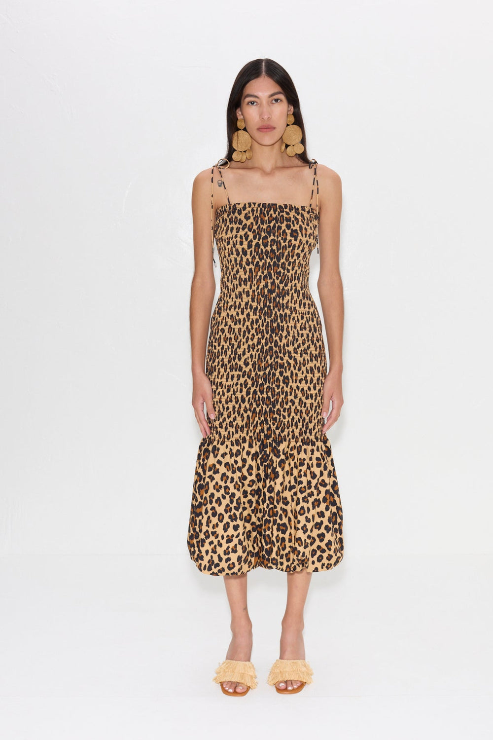 Canto Smocked Poplin Dress - CHEETAH