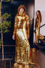 Sculpty Sequin Dress - STAR GOLD