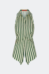 Loch Sleeveless Poplin Button Up - Gummy Green/Ecru