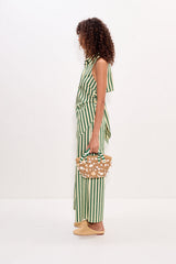 Loch Sleeveless Poplin Button Up - Gummy Green/Ecru