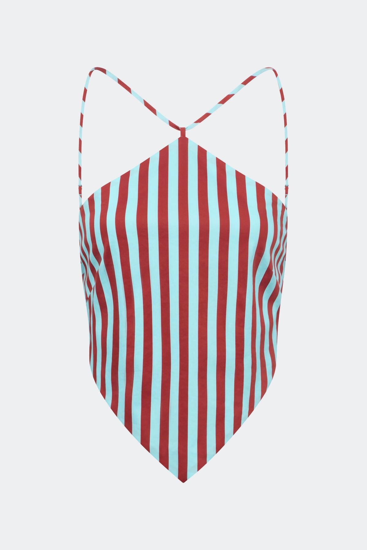 Kit Poplin Tie Top - Salted Blue/Crimson