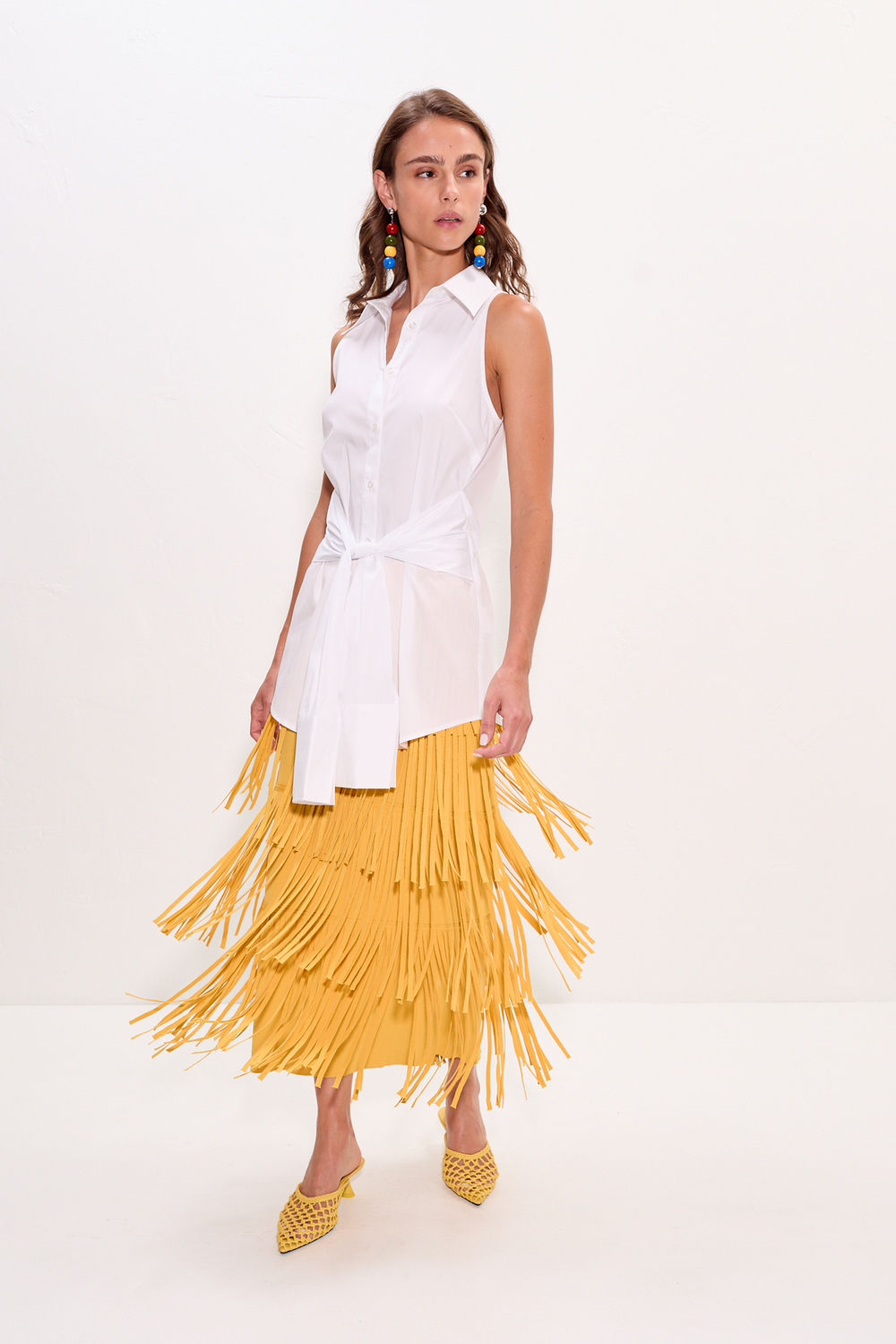 Za Za Knit Fringe Skirt - BUTTER